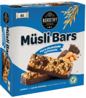 Nordthy Müsli Bars Peanuts & Mørk  Chokolade 6-Pack