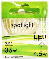 Spotlight LED GU5.3 4,5W = 35w 230 lumen